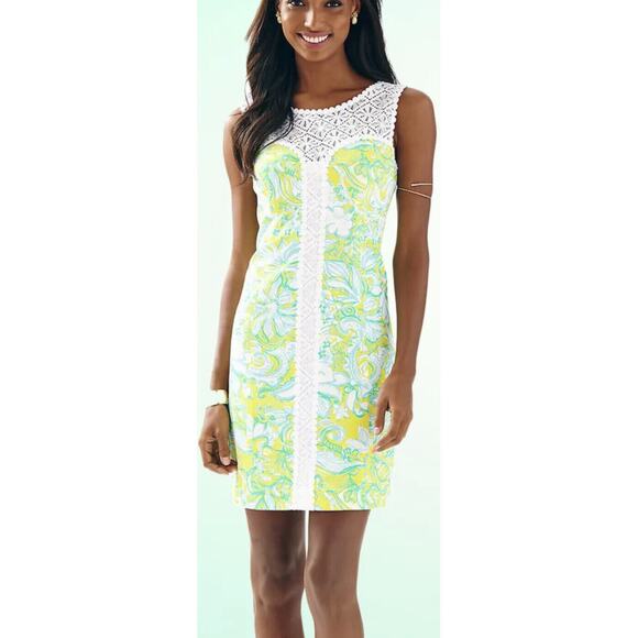 Lilly Pulitzer Sofia Dandelion Yellow Beach Gypsies Lace Shift Dress 12 - Picture 3 of 11